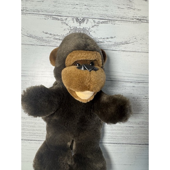 Monkey Plush Hand Puppet Faux Leather Nose Brown 12" - Picture 2 of 5